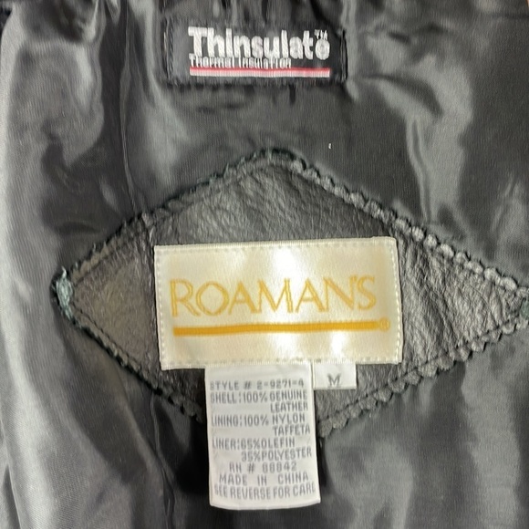 Vintage ROAMAN'S 80s PATCHWORK Brown Black Leather Jacket A line, size Medium - Picture 5 of 12